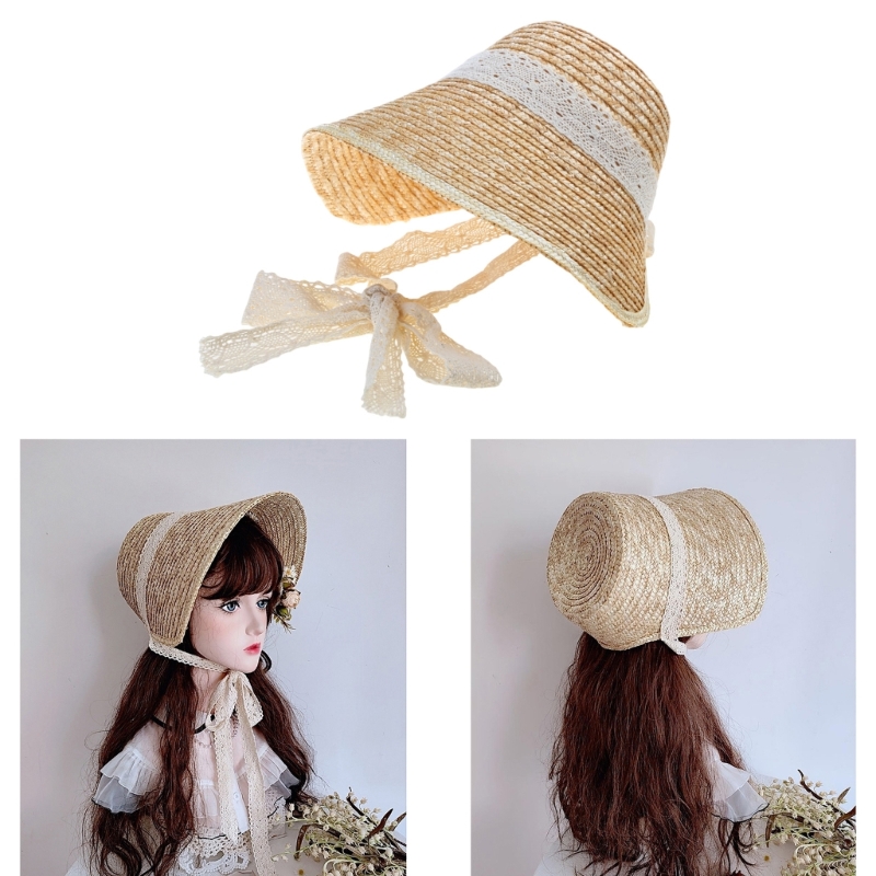 Bucket Hat Straw - Dolce Ragazza Sole LolitaStyle SummerBeach Cappello