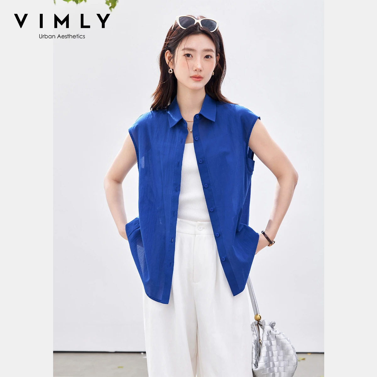 Shirt Camp Collar - VIMLY Camicetta Minimalista da Ufficio Senza