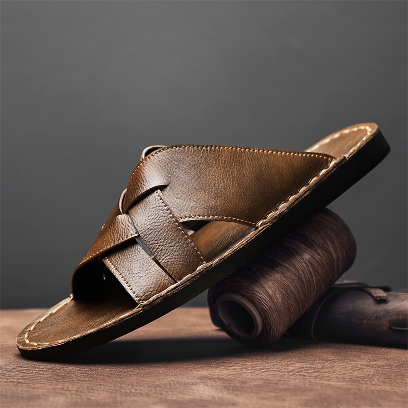 Flip Flop Leather Men - Pantofole da uomo in vera pelle